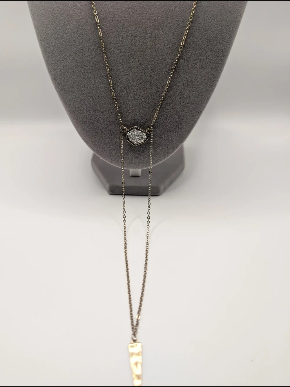 Layered Gold-Tone Crystal Lariat Necklace
